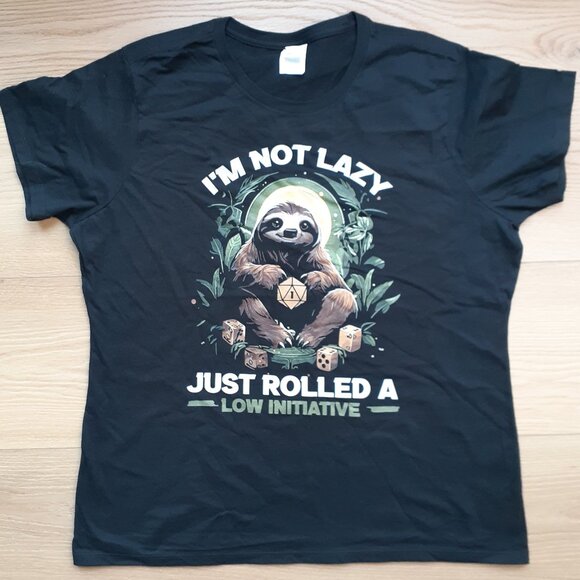 I'm Not Lazy I Just Rolled a Low Initiative - D&D - New Women's XL Black T-Shirt - Picture 3 of 3